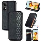 For ZTE Blade A33S Cubic Grid Pressed Magnetic Leather Phone Case(Black)