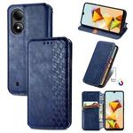 For ZTE Blade A33S Cubic Grid Pressed Magnetic Leather Phone Case(Blue)