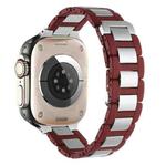 For Apple Watch Ultra 2 49mm Rubber Stainless Steel Magnetic Watch Band(Wine+Silver)