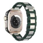 For Apple Watch Ultra 2 49mm Rubber Stainless Steel Magnetic Watch Band(Green+Silver)