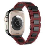 For Apple Watch Ultra 49mm Rubber Stainless Steel Magnetic Watch Band(Wine+Black)