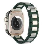 For Apple Watch Series 4 40mm Rubber Stainless Steel Magnetic Watch Band(Green+Silver)