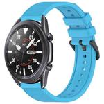 For Samsung Galaxy Watch3 45mm 22mm Textured Silicone Solid Color Watch Band(Sky Blue)