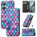 For ZTE Libero 5G IV CaseNeo Colorful Magnetic Leather Phone Case(Purple Scales)