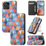 For ZTE Blade A73 5G CaseNeo Colorful Magnetic Leather Phone Case(Rhombus Mandala)