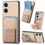 For OPPO K11 5G Carbon Fiber Card Bag Fold Stand Phone Case(Khaki)
