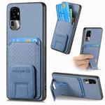 For OPPO Reno10 Pro+ Carbon Fiber Card Bag Fold Stand Phone Case(Blue)