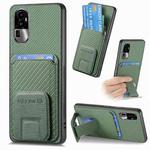 For OPPO Reno10 Pro+ Carbon Fiber Card Bag Fold Stand Phone Case(Green)