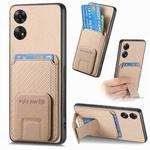 For OPPO Reno8 T 4G Carbon Fiber Card Bag Fold Stand Phone Case(Khaki)