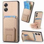 For OPPO A17 Carbon Fiber Card Bag Fold Stand Phone Case(Khaki)