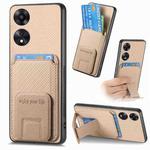 For OPPO A78 5G / A58 5G Carbon Fiber Card Bag Fold Stand Phone Case(Khaki)