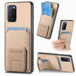 For OPPO A52 / A72/ A92 Carbon Fiber Card Bag Fold Stand Phone Case(Khaki)