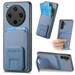For OPPO Find X8 Ultra Carbon Fiber Card Bag Fold Stand Phone Case(Blue)