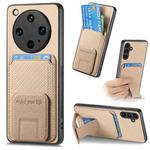 For OPPO Find X8 Ultra Carbon Fiber Card Bag Fold Stand Phone Case(Khaki)