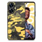 For Realme C55 Retro Camouflage Leather Back Phone Case(Yellow)
