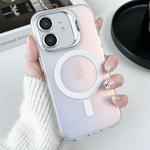 For iPhone 12 MagSafe Lens Holder PC Hybrid TPU Phone Case(White)