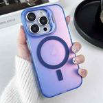 For iPhone 12 Pro MagSafe Lens Holder PC Hybrid TPU Phone Case(Blue)
