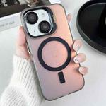 For iPhone 15 MagSafe Lens Holder PC Hybrid TPU Phone Case(Black)