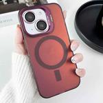 For iPhone 15 MagSafe Lens Holder PC Hybrid TPU Phone Case(Red)