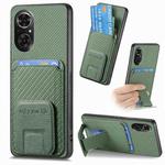 For Honor 50 SE Carbon Fiber Card Bag Fold Stand Phone Case(Green)