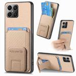 For Honor X8 5G Carbon Fiber Card Bag Fold Stand Phone Case(Khaki)