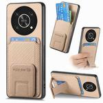 For Honor X30/X9 5G/Magic4 Lite Carbon Fiber Card Bag Fold Stand Phone Case(Khaki)