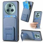 For Honor Magic5 Carbon Fiber Card Bag Fold Stand Phone Case(Blue)