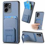For Honor 80 SE Carbon Fiber Card Bag Fold Stand Phone Case(Blue)