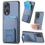 For Honor 90 Carbon Fiber Card Bag Fold Stand Phone Case(Blue)