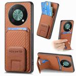 For Huawei Nova Y90/Enjoy 50 Pro Carbon Fiber Card Bag Fold Stand Phone Case(Brown)