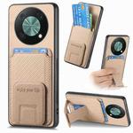 For Huawei Nova Y90/Enjoy 50 Pro Carbon Fiber Card Bag Fold Stand Phone Case(Khaki)