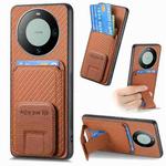 For Huawei Mate 60 Carbon Fiber Card Bag Fold Stand Phone Case(Brown)