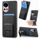 For Huawei Nova 12 5G Carbon Fiber Card Bag Fold Stand Phone Case(Black)