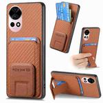 For Huawei Nova 12 5G Carbon Fiber Card Bag Fold Stand Phone Case(Brown)