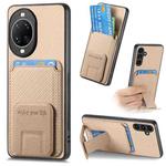 For Huawei nova 14 Pro Carbon Fiber Card Bag Fold Stand Phone Case(Khaki)