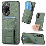 For Huawei nova 14 Pro Carbon Fiber Card Bag Fold Stand Phone Case(Green)