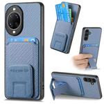 For Huawei nova 14 Ultra Carbon Fiber Card Bag Fold Stand Phone Case(Blue)