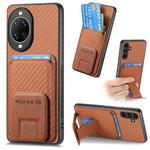 For Huawei nova 14 Ultra Carbon Fiber Card Bag Fold Stand Phone Case(Brown)