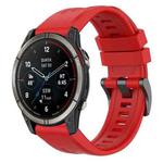 For Garmin Quatix 7 Pro Solid Color Black Buckle Silicone Quick Release Watch Band(Red)