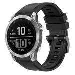 For Garmin Fenix 7 Pro Solid Color Black Buckle Silicone Quick Release Watch Band(Black)