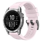 For Garmin Fenix 7 Pro Solid Color Black Buckle Silicone Quick Release Watch Band(Pink)