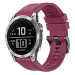 For Garmin Fenix 7 Pro Solid Color Black Buckle Silicone Quick Release Watch Band(Wine Red)