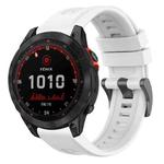 For Garmin Fenix 7 Solar / Sapphire Solar Solid Color Black Buckle Silicone Quick Release Watch Band(White)