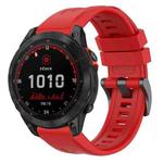 For Garmin Fenix 7 Solar / Sapphire Solar Solid Color Black Buckle Silicone Quick Release Watch Band(Red)