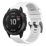 For Garmin Fenix 6 Pro GPS Solid Color Black Buckle Silicone Quick Release Watch Band(White)