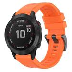 For Garmin Fenix 6 Pro GPS Solid Color Black Buckle Silicone Quick Release Watch Band(Orange)