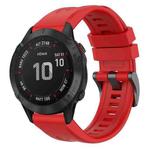 For Garmin Fenix 6 Pro GPS Solid Color Black Buckle Silicone Quick Release Watch Band(Red)