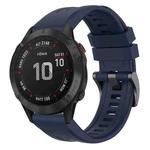 For Garmin Fenix 6 Pro GPS Solid Color Black Buckle Silicone Quick Release Watch Band(Dark Blue)