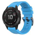 For Garmin Fenix 6 Pro GPS Solid Color Black Buckle Silicone Quick Release Watch Band(Sky Blue)