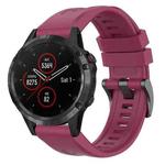 For Garmin Fenix 5 / Fenix 5 Plus Solid Color Black Buckle Silicone Quick Release Watch Band(Wine Red)